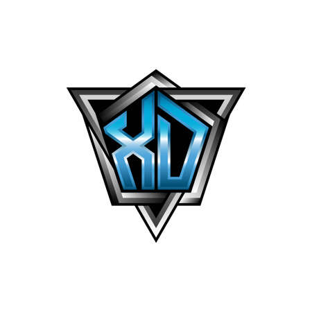 XD Monogram logo letter with blue light modern geometric style design. Geometric shape rounded, circle rectangle and triangle shape logo designのイラスト素材