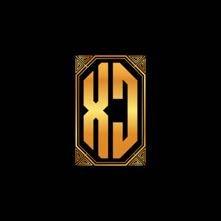 XC logo initial monogram with geometric golden shape style design in isolated background, gold geometric shape style, gold and golden monogramのイラスト素材