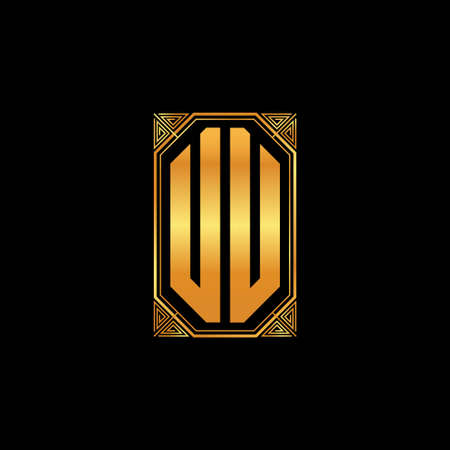 UU logo initial monogram with geometric golden shape style design in isolated background, gold geometric shape style, gold and golden monogramのイラスト素材