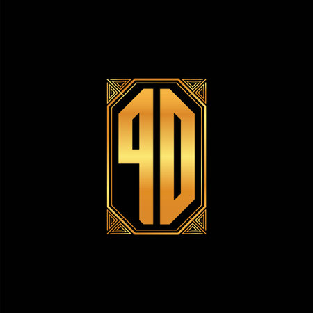 PO logo initial monogram with geometric golden shape style design in isolated background, gold geometric shape style, gold and golden monogramのイラスト素材
