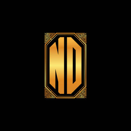 NO logo initial monogram with geometric golden shape style design in isolated background, gold geometric shape style, gold and golden monogramのイラスト素材
