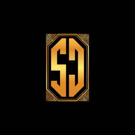 SC logo initial monogram with geometric golden shape style design in isolated background, gold geometric shape style, gold and golden monogramのイラスト素材