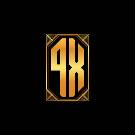PX logo initial monogram with geometric golden shape style design in isolated background, gold geometric shape style, gold and golden monogramのイラスト素材