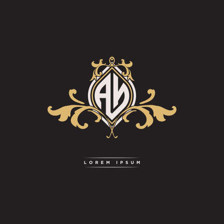 AN logo initial monogram with geometric vintage shape style design in isolated background, vintage ornamental geometric shape style, gold vintage retro monogramのイラスト素材