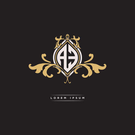 AE logo initial monogram with geometric vintage shape style design in isolated background, vintage ornamental geometric shape style, gold vintage retro monogramのイラスト素材