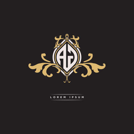 AG logo initial monogram with geometric vintage shape style design in isolated background, vintage ornamental geometric shape style, gold vintage retro monogramのイラスト素材