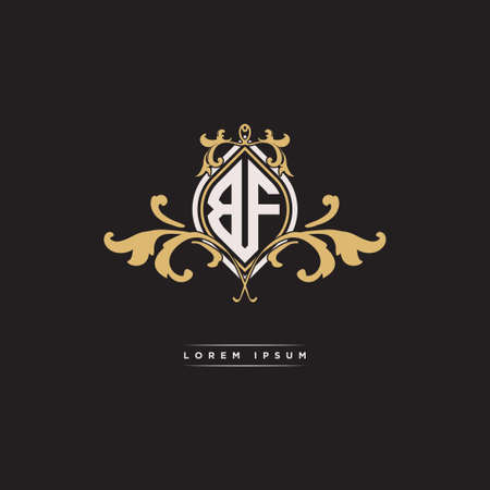 BF logo initial monogram with geometric vintage shape style design in isolated background, vintage ornamental geometric shape style, gold vintage retro monogramのイラスト素材