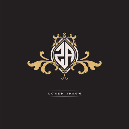 ZA logo initial monogram with geometric vintage shape style design in isolated background, vintage ornamental geometric shape style, gold vintage retro monogramのイラスト素材