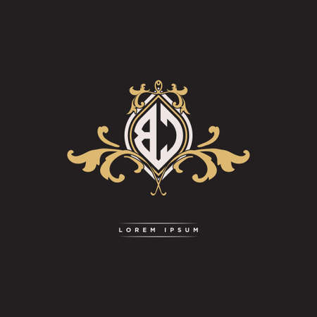 BC logo initial monogram with geometric vintage shape style design in isolated background, vintage ornamental geometric shape style, gold vintage retro monogramのイラスト素材