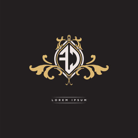 FC logo initial monogram with geometric vintage shape style design in isolated background, vintage ornamental geometric shape style, gold vintage retro monogramのイラスト素材