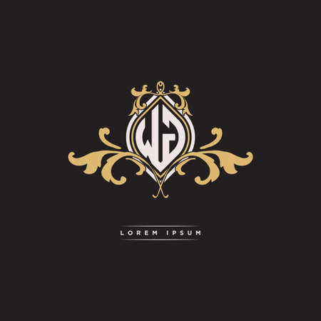 WG logo initial monogram with geometric vintage shape style design in isolated background, vintage ornamental geometric shape style, gold vintage retro monogramのイラスト素材