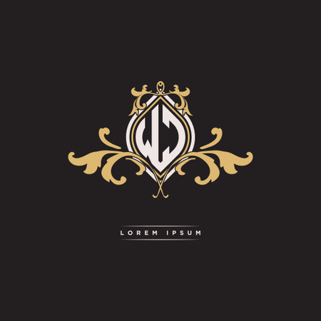 WC logo initial monogram with geometric vintage shape style design in isolated background, vintage ornamental geometric shape style, gold vintage retro monogramのイラスト素材