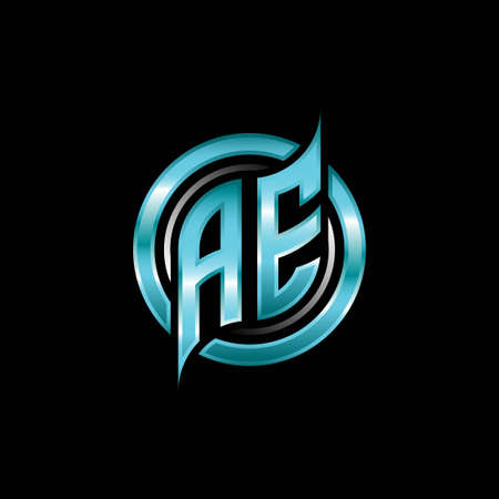 AE Initial Monogram logo esports gaming with modern geometric style design. Geometric circle shape rounded, circle shape logo for gaming esportのイラスト素材