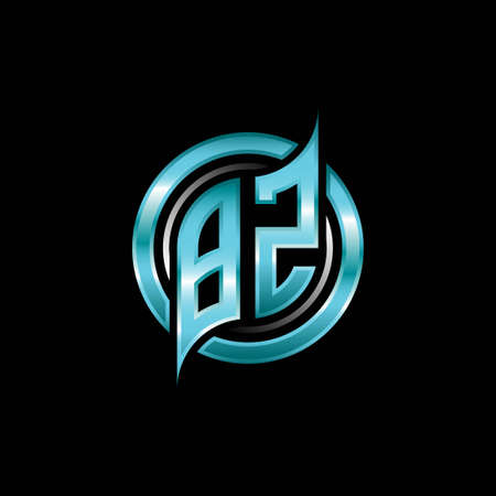 BZ Initial Monogram logo esports gaming with modern geometric style design. Geometric circle shape rounded, circle shape logo for gaming esportのイラスト素材