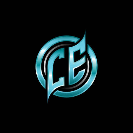 CE Initial Monogram logo esports gaming with modern geometric style design. Geometric circle shape rounded, circle shape logo for gaming esportのイラスト素材