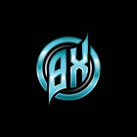 BX Initial Monogram logo esports gaming with modern geometric style design. Geometric circle shape rounded, circle shape logo for gaming esportのイラスト素材