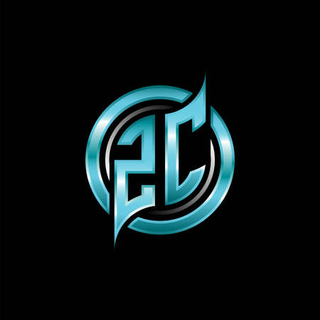 ZC Initial Monogram logo esports gaming with modern geometric style design. Geometric circle shape rounded, circle shape logo for gaming esportのイラスト素材