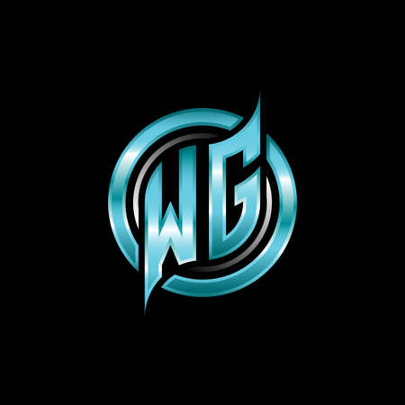 WG Initial Monogram logo esports gaming with modern geometric style design. Geometric circle shape rounded, circle shape logo for gaming esportのイラスト素材