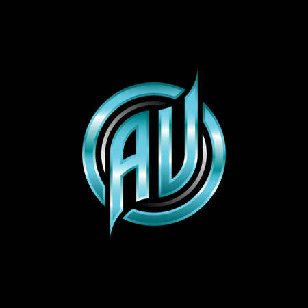 AU Initial Monogram logo esports gaming with modern geometric style design. Geometric circle shape rounded, circle shape logo for gaming esportのイラスト素材