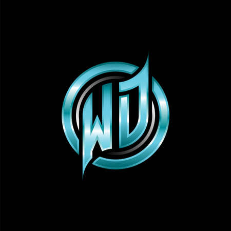 WD Initial Monogram logo esports gaming with modern geometric style design. Geometric circle shape rounded, circle shape logo for gaming esportのイラスト素材