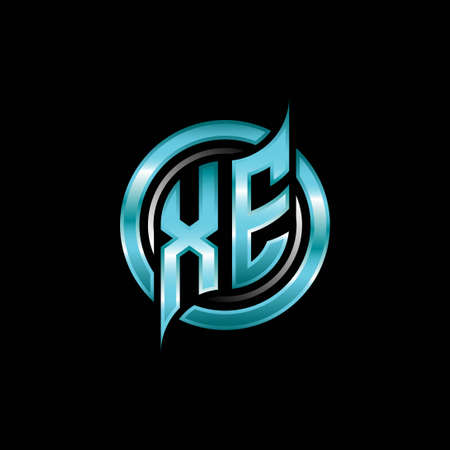 XE Initial Monogram logo esports gaming with modern geometric style design. Geometric circle shape rounded, circle shape logo for gaming esportのイラスト素材