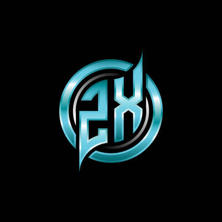 ZX Initial Monogram logo esports gaming with modern geometric style design. Geometric circle shape rounded, circle shape logo for gaming esportのイラスト素材