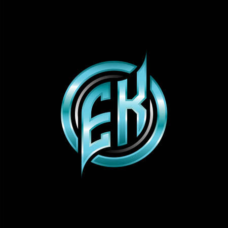 EK Initial Monogram logo esports gaming with modern geometric style design. Geometric circle shape rounded, circle shape logo for gaming esportのイラスト素材