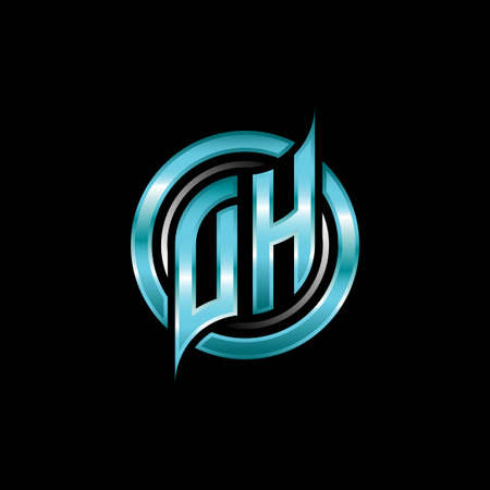 DH Initial Monogram logo esports gaming with modern geometric style design. Geometric circle shape rounded, circle shape logo for gaming esportのイラスト素材