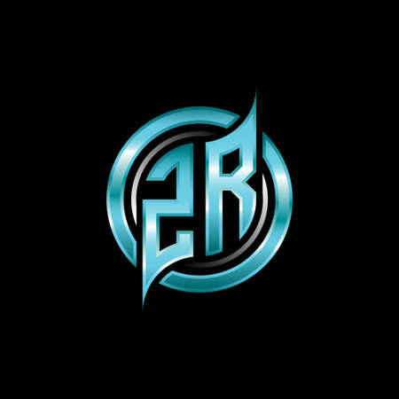 ZR Initial Monogram logo esports gaming with modern geometric style design. Geometric circle shape rounded, circle shape logo for gaming esportのイラスト素材