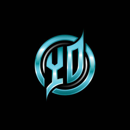 YO Initial Monogram logo esports gaming with modern geometric style design. Geometric circle shape rounded, circle shape logo for gaming esportのイラスト素材