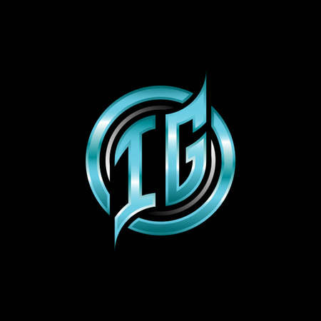 IG Initial Monogram logo esports gaming with modern geometric style design. Geometric circle shape rounded, circle shape logo for gaming esportのイラスト素材