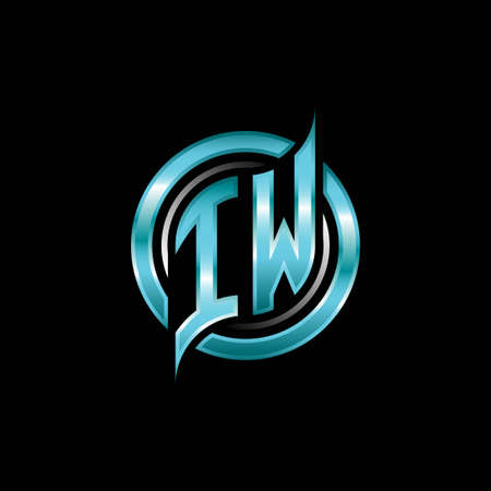 IW Initial Monogram logo esports gaming with modern geometric style design. Geometric circle shape rounded, circle shape logo for gaming esportのイラスト素材