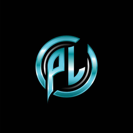 PL Initial Monogram logo esports gaming with modern geometric style design. Geometric circle shape rounded, circle shape logo for gaming esportのイラスト素材