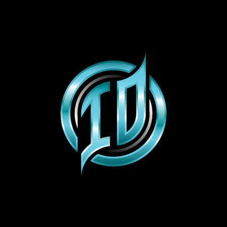 IO Initial Monogram logo esports gaming with modern geometric style design. Geometric circle shape rounded, circle shape logo for gaming esportのイラスト素材