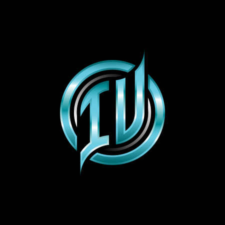 IU Initial Monogram logo esports gaming with modern geometric style design. Geometric circle shape rounded, circle shape logo for gaming esportのイラスト素材