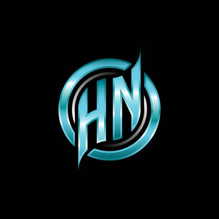 HN Initial Monogram logo esports gaming with modern geometric style design. Geometric circle shape rounded, circle shape logo for gaming esportのイラスト素材