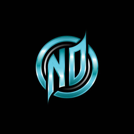 NO Initial Monogram logo esports gaming with modern geometric style design. Geometric circle shape rounded, circle shape logo for gaming esportのイラスト素材