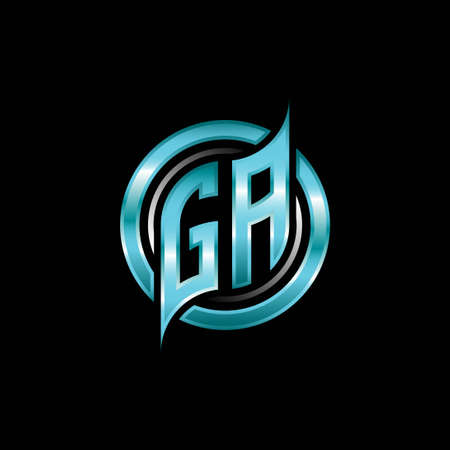 GA Initial Monogram logo esports gaming with modern geometric style design. Geometric circle shape rounded, circle shape logo for gaming esportのイラスト素材