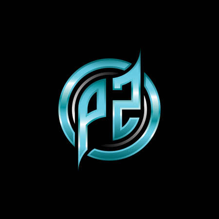 PZ Initial Monogram logo esports gaming with modern geometric style design. Geometric circle shape rounded, circle shape logo for gaming esportのイラスト素材