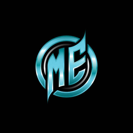 ME Initial Monogram logo esports gaming with modern geometric style design. Geometric circle shape rounded, circle shape logo for gaming esportのイラスト素材