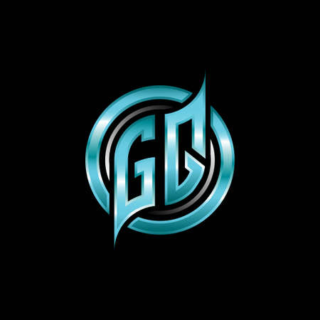 GQ Initial Monogram logo esports gaming with modern geometric style design. Geometric circle shape rounded, circle shape logo for gaming esportのイラスト素材