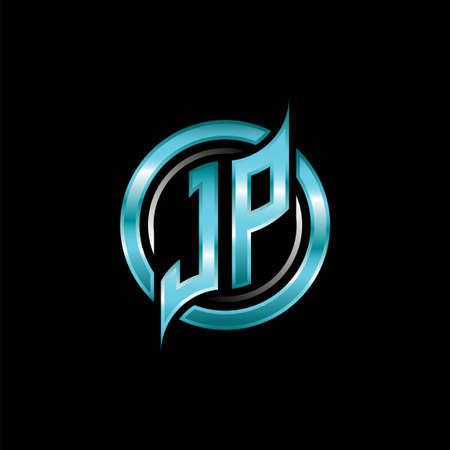 JP Initial Monogram logo esports gaming with modern geometric style design. Geometric circle shape rounded, circle shape logo for gaming esportのイラスト素材