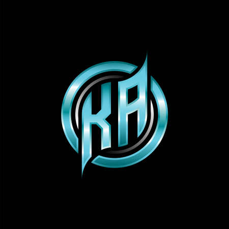 KA Initial Monogram logo esports gaming with modern geometric style design. Geometric circle shape rounded, circle shape logo for gaming esportのイラスト素材