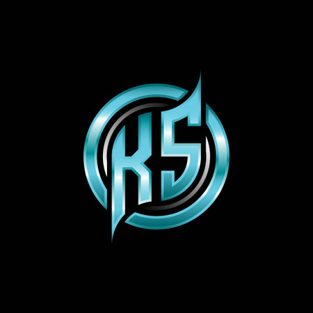 KS Initial Monogram logo esports gaming with modern geometric style design. Geometric circle shape rounded, circle shape logo for gaming esportのイラスト素材