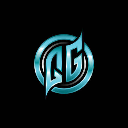 QG Initial Monogram logo esports gaming with modern geometric style design. Geometric circle shape rounded, circle shape logo for gaming esportのイラスト素材