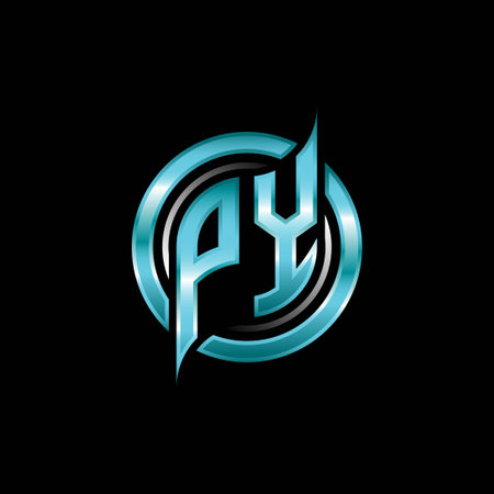 PY Initial Monogram logo esports gaming with modern geometric style design. Geometric circle shape rounded, circle shape logo for gaming esportのイラスト素材