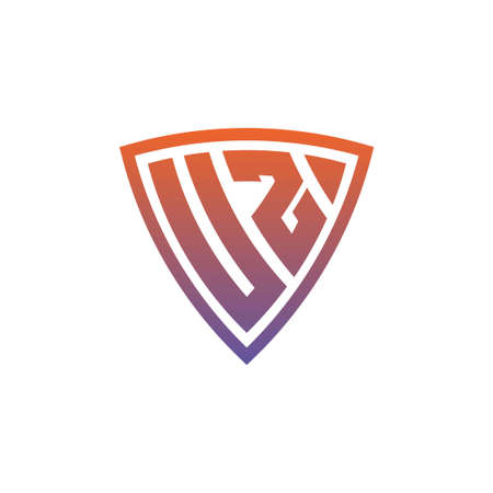 UZ Monogram logo letter with modern shield geometric style design. Geometric shield gradient, circle rectangle and triangle shape logo designのイラスト素材