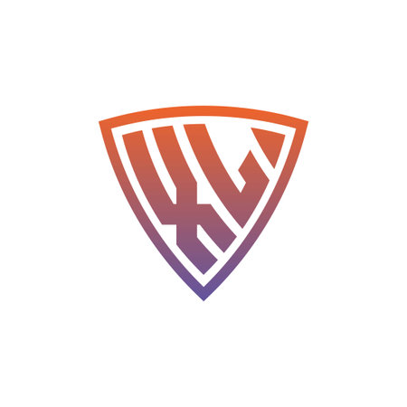XL Monogram logo letter with modern shield geometric style design. Geometric shield gradient, circle rectangle and triangle shape logo designのイラスト素材