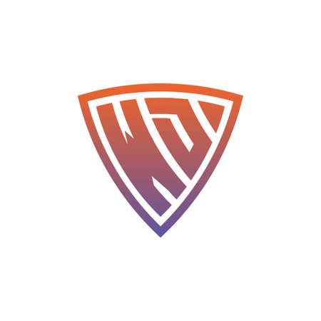 WD Monogram logo letter with modern shield geometric style design. Geometric shield gradient, circle rectangle and triangle shape logo designのイラスト素材