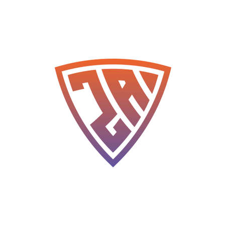 ZA Monogram logo letter with modern shield geometric style design. Geometric shield gradient, circle rectangle and triangle shape logo designのイラスト素材